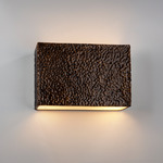 Ceramic Med Rectangle Outdoor Wall Sconce - Textured Faux Hammered Bronze