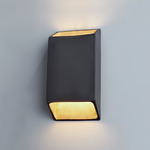 Ceramic Tapered Rectangle Outdoor Wall Sconce - Carbon