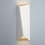 Diagonal Rectangle Dual Wall Sconce - Matte White / Champagne Gold