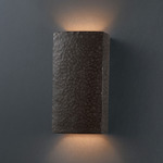 Ceramic Tall Outdoor Wall Sconce - Textured Faux Hammered Iron