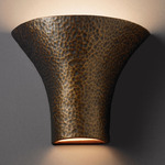 Ceramic Round Flared Outdoor Wall Sconce - Hammered Bronze