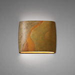 Ceramic Wide Oval Outdoor Wall Sconce - Textured Faux Harvest Yellow Slate