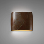 Ceramic Wide Oval Outdoor Wall Sconce - Textured Faux Tierra Red Slate