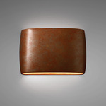 Ceramic Large Wide Oval Outdoor Wall Sconce - Faux Rust Patina