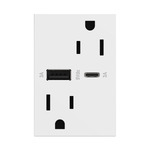 Adorne 15A Ultra Fast A / C USB Dual Outlet - White