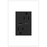 Adorne 15A Ultra Fast A / C USB Dual Outlet - Graphite
