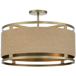 Windward Passage Semi Flush Ceiling Light - Soft Brass / Rope