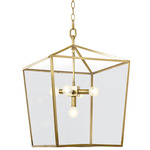 Camden Lantern Pendant - Natural Brass / Clear