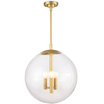 Cafe Pendant - Natural Brass / Clear