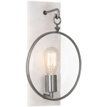 Fineas Wall Light - Dark Antique Nickel / Clear Seeded