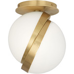 Michael Berman Brut Semi Flush Ceiling Light - Modern Brass / White