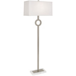 Oculus Floor Lamp - Antique Silver / Oyster Linen