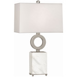 Oculus Table Lamp - Antique Silver / Oyster Linen