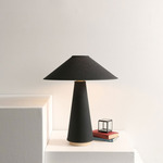 Linden Table Lamp - Brass / Black Linen / Maple