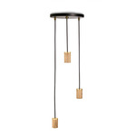 Bare 3-Light Multi Light Pendant - Oak / Black