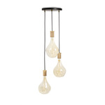 Voronoi II 3-Light Multi Light Pendant - Oak / Black