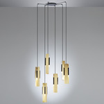 Excalibur Multi Light Pendant - Sand Black / Brushed Brass