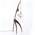 The Praying Mantis Floor Lamp - French Walnut / White