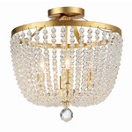 Rylee Semi Flush Ceiling Light - Antique Gold / Clear