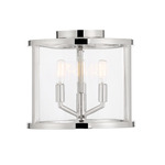 Devon Lantern Ceiling Light - Polished Nickel / Clear
