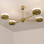 Celeste Supine Semi Flush Ceiling Light - Unpolished Balanced Brass / Opal