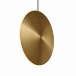 Chrona Vertical Dish Pendant - Brass