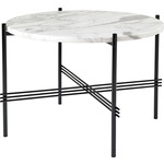 TS Small Round Coffee Table - Black / White Carrera Marble