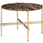 TS Small Round Coffee Table - Brass / Brown Emperador Marble