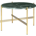 TS Small Round Coffee Table - Brass / Green Guatemala Marble