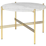 TS Small Round Coffee Table - Brass / White Carrera Marble