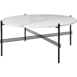TS Medium Round Coffee Table - Black / White Carrera Marble