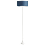 Lucilla Tonda Floor Lamp - White / Teal Cotton