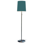 Romeo Floor Lamp - Satin Nickel / Teal Cotton