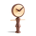 Nena Table Clock - Polished Brass / Walnut