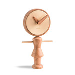 Nena Table Clock - Polished Brass / Oak