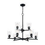 Bransel Chandelier - Matte Black / Clear Seeded