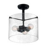 Bransel Semi Flush Ceiling Light - Matte Black / Clear Seeded