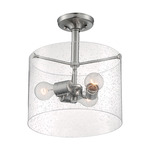 Bransel Semi Flush Ceiling Light - Brushed Nickel / Clear Seeded