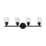 Bransel Bathroom Vanity Light - Matte Black / Clear Seeded