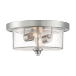 Bransel Flush Ceiling Light Fixture - Brushed Nickel / Clear Seeded