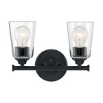 Bransel Bathroom Vanity Light - Matte Black / Clear Seeded