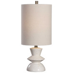 Stevens Buffet Lamp - Brushed Nickel / White / Light Beige