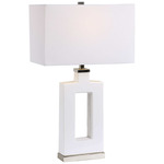 Entry Table Lamp - White / White Linen