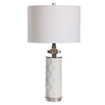 Calia Table Lamp - White / White Linen