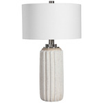 Azariah Table Lamp - Cream and Beige Crackle / White Linen
