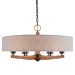 Woodall Chandelier - Dark Bronze / Oatmeal Linen