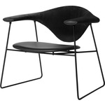 Masculo Sledge Base Lounge Chair - Black / Black Leather