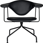 Masculo Swivel Base Lounge Chair - Black / Black Leather