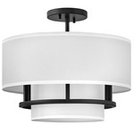 Graham Semi Flush Ceiling Light - Black / White