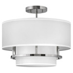 Graham Semi Flush Ceiling Light - Polished Nickel / White